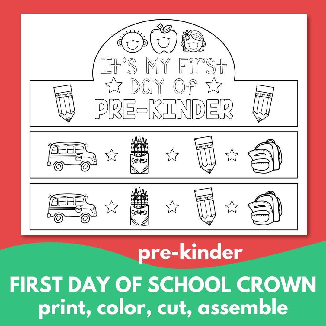 first day of pre-k crown printable, prek kids crown, pre kinder