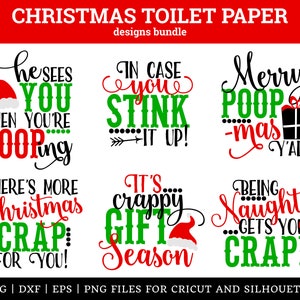 Carta igienica di Natale SVG Bundle, DXF, EPS, png File per macchine da taglio Cammeo o Cricut - Natale Svg, Carta igienica Svg, Poop Svg
