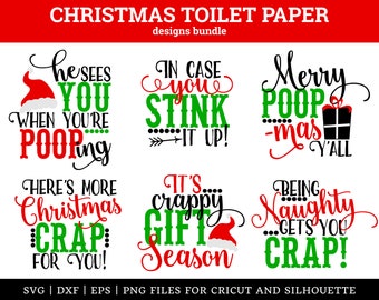 Christmas Toilet Paper SVG Bundle, DXF, EPS, png Files for Cutting Machines Cameo or Cricut - Christmas Svg, Toilet Paper Svg, Poop Svg