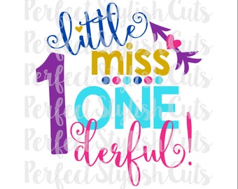 Little Miss One-derful SVG, DXF, EPS, png Files for Cutting Machines Cameo or Cricut - Birthday svg, 1st Birthday Svg, First Birthday Svg