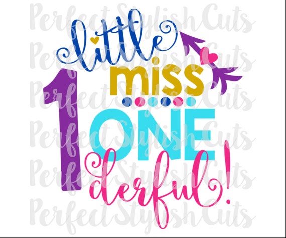 Little Miss One Derful Svg Dxf Eps Png Files For Cutting Etsy