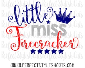 Little Miss Firecracker SVG, DXF, EPS, png Files for Cutting Machines Cameo or Cricut - 4th of July svg, Fourth of July Svg, America Svg