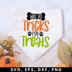 Halloween Dog Svg, Will Do Tricks For Treats SVG, Dog Bandana SVG