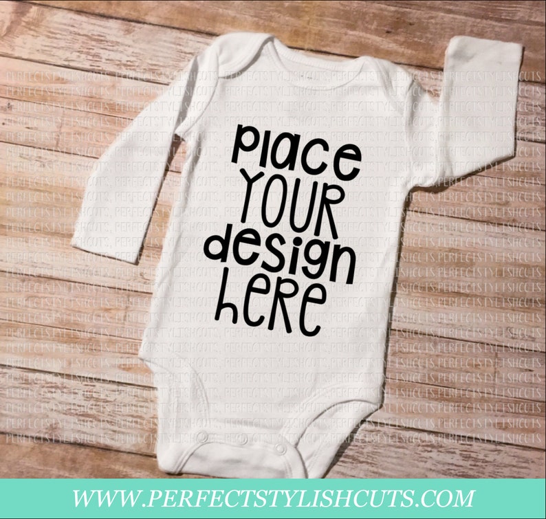 Download White Baby Bodysuit Long Sleeve MOCK-UP Image JPEG File | Etsy