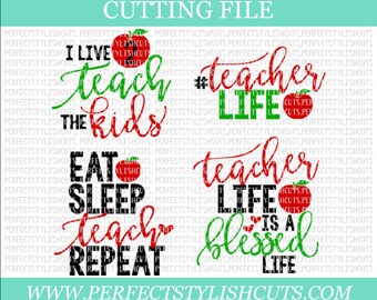 Teacher Life SVG Bundle, DXF, EPS, png Files for Cutting Machines Cameo or Cricut - Teacher Appreciation Svg, Back To School Svg, Teach Svg