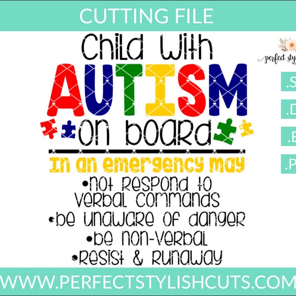 Child With Autism On Board SVG, Autism Svg, Autism Awareness Svg, Puzzle Piece Svg, Autism Mom Svg, Au-some Svg, Autism Decal Svg
