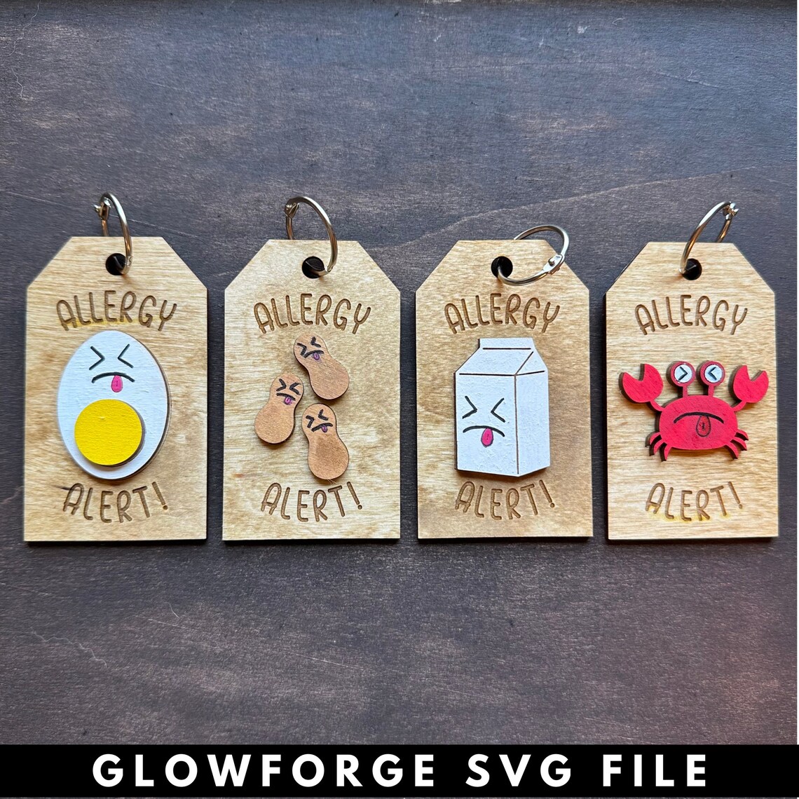 Tag Shell Svg Allergy Tags Glowforge SVG Files, Laser File, Egg Allergy Tag Svg ...