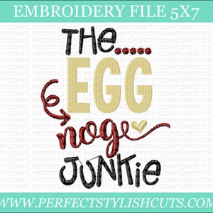 Wzory do haftu świątecznego - The Egg Nog Junkie, plik do haftu 5x7, haft Mikołaja, haft świąteczny, wzory do haftu maszynowego