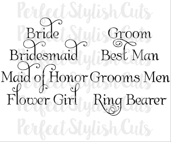 Bridal Party Wedding SVG, DXF, FCM, eps, png Files for Cutting Machines Cameo, Cricut, Scan N Cut - Bride svg, Bridesmaid svg