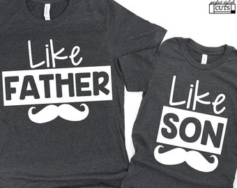 Like Father Like Son Svg, Father and Son SVG Matching Shirts, Mustache Svg, Father's Day Svg, Dad Svg, Dad and Son Svg