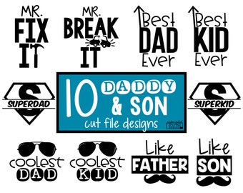 Father and Son SVG Bundle, Dad and Son Matching Shirts, Father's Day Svg, Super Dad, Mr Fix It, Best Dad, Like Father Like Son Svg