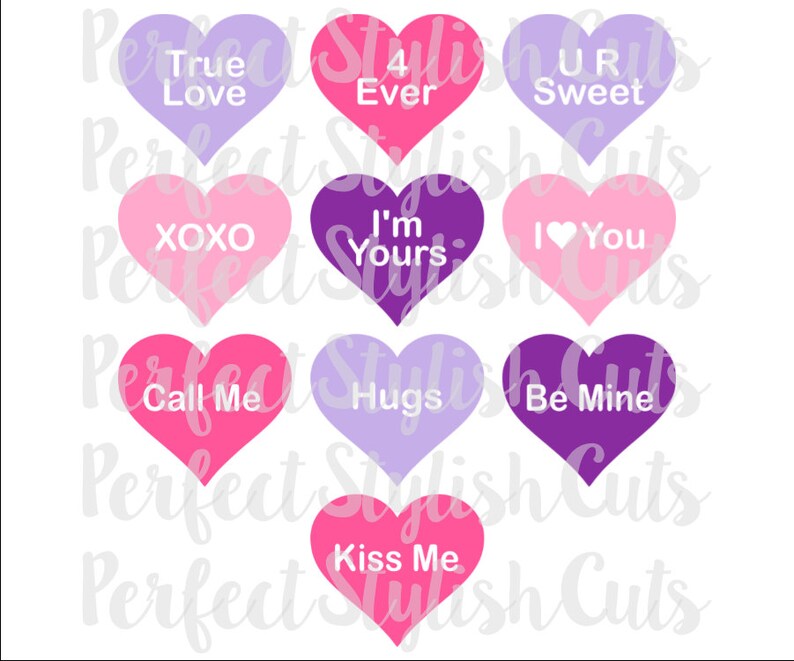 Download Valentine Candy Hearts SVG DXF EPS png Files for Cutting ...