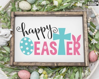 Happy Easter SVG, DXF, Eps, png Files for Cutting Machines Cameo or Cricut - Easter svg, Cross svg, Bunny svg, Easter Egg svg, Spring Svg