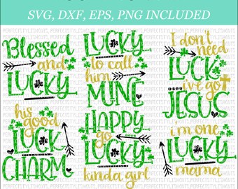 Lucky Svg Bundle, St. Patricks Day SVG, DXF, EPS, png Files for Cutting Machines Cameo or Cricut - St. Patricks Svg, Irish Svg, Shamrock Svg