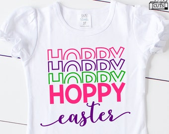 Hoppy Easter SVG File, Stacked Easter Svg, Easter Cut Files for Cricut, Girl Easter Shirt, Happy Easter Svg