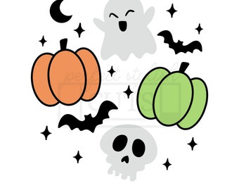Cute Halloween Pattern SVG, Halloween Seamless Pattern Svg, Halloween Svg, Retro Halloween Svg