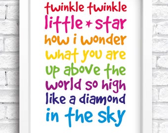 Twinkle Twinkle Little Star Print Keepsake | New Home Print | New Baby Print | Nursery Artwork | Family Artwork | Valentines | FREE POSTAGE