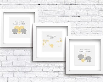 First We Had Each Other, Then We Had You, Now We Have Everything | Elephant Family | Nursery Artwork | Family Artwork | FREE POSTAGE
