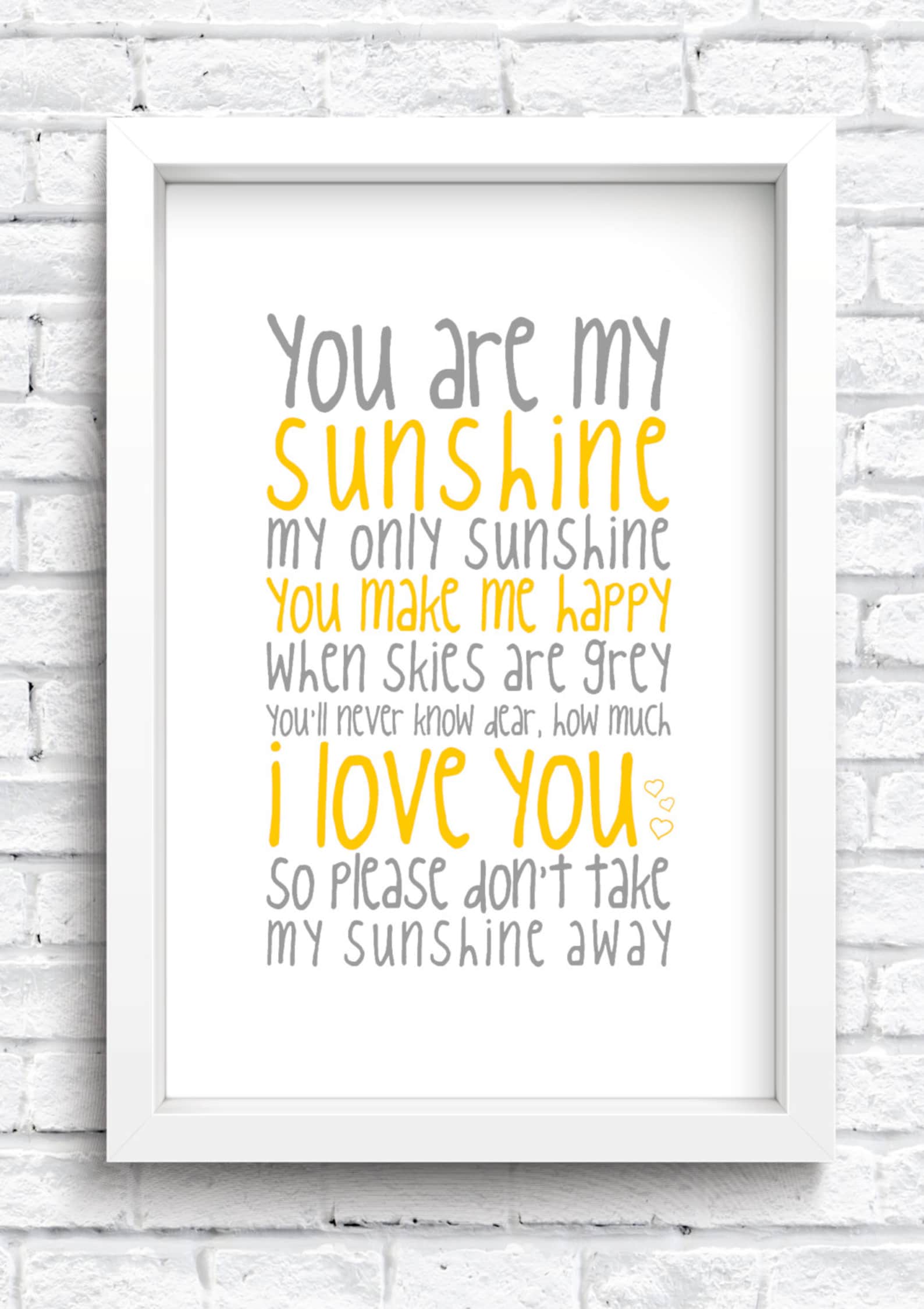 You Are My Sunshine Framed Print Keepsake. New Home Print. New Etsy UK