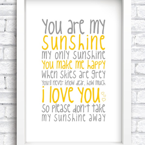 You Are My Sunshine Framed Print Keepsake. New Home Print. New Baby Print. Nursery Artwork. Family Artwork. Valentines. FREE POSTAGE