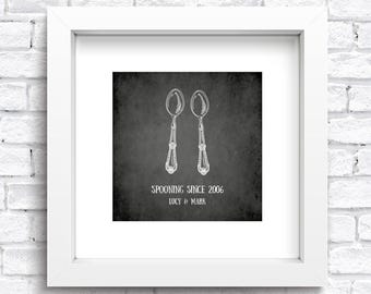 Spooning Artwork Keepsake | New Home Print | Wedding | Anniversary | Couples Artwork | Friendships | Engagement | Valentines | FREE POSTAGE