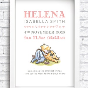 Personalised Baby Nursery Print Art Poster Name Birth Details Keepsake