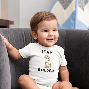Baby Onesie Stay Golden Retriever | Golden Retriever Onesie | Golden Baby Onesie