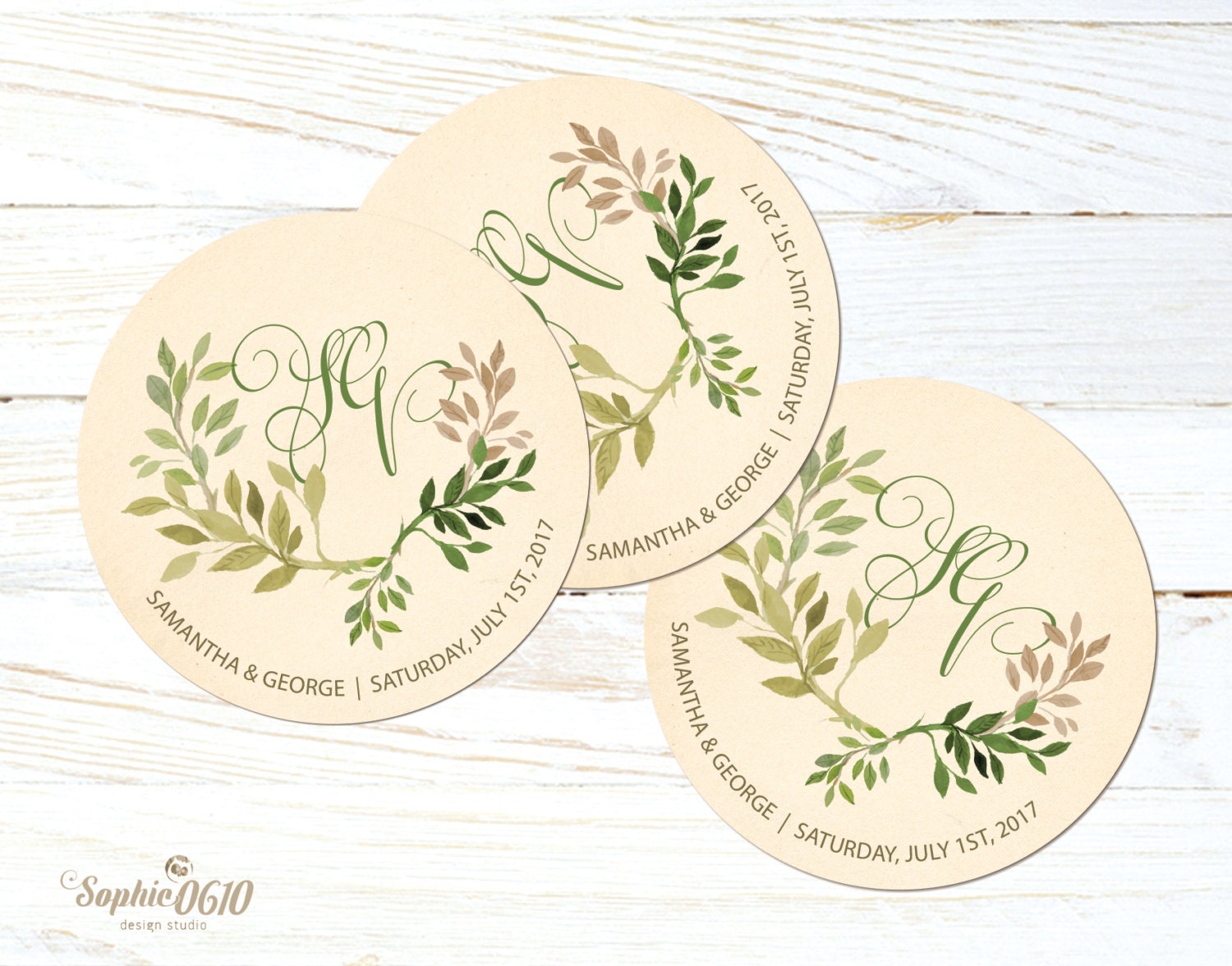 Personalized Printable Coasters, Wedding Printable Coasters, Printable