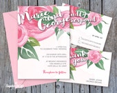 Floral colorful wedding invitation printable, Printable wedding invitation roses, Floral wedding invitation, Digital files