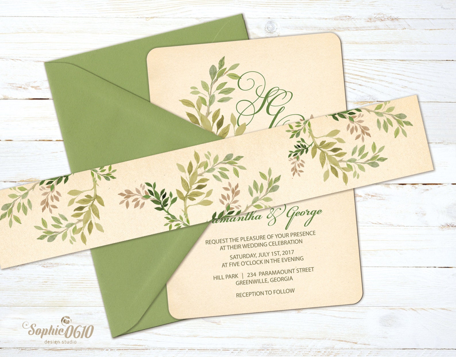 Printable Belly Band for Vintage Ivory Wedding Invitation Set Etsy
