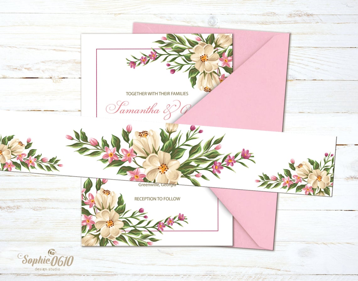 Printable Belly Band for Floral Vintage White Wedding - Etsy