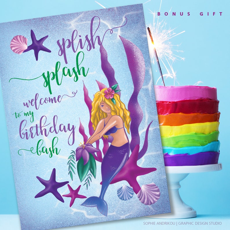 Mermaid Birthday Printable Invitation Digital Girl Party - Etsy