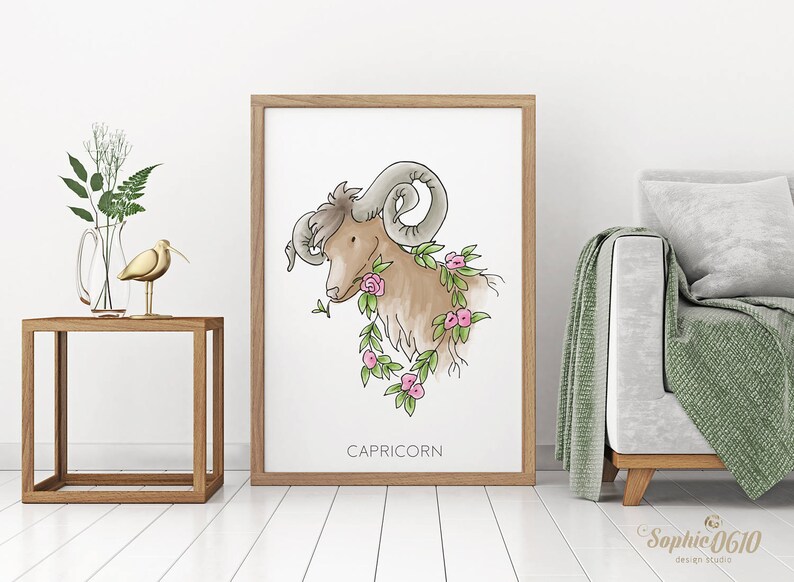 Capricorn Poster Capricorn Horoscope Wall Art Capricorn Etsy