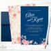 Printable Navy Blue Floral Wedding Invitation Set, Digital Files - Etsy