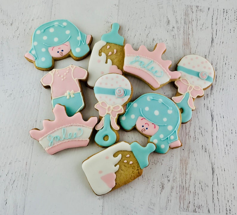 Baby Shower Cookies Rattles Babies Twins Baby Bottle Etsy