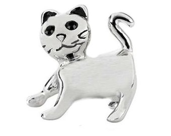 Charm for Pandora sterling Silver CAT  Charm with Black Austrian Crystals