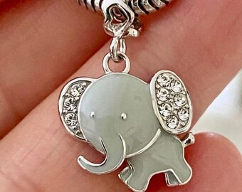 Charm for Pandora 925 Sterling Silver Baby Elephant Dangle With