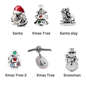 Merry Christmas Charm for Pandora 925 sterling silver Santa , Xmas-tree, Sleigh , Xmas Plate , Snowman , pick the single charm