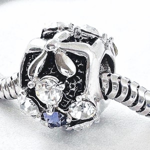 Charm for Pandora 925 sterling silver Flower charm Amethyst and Austrian Crystals