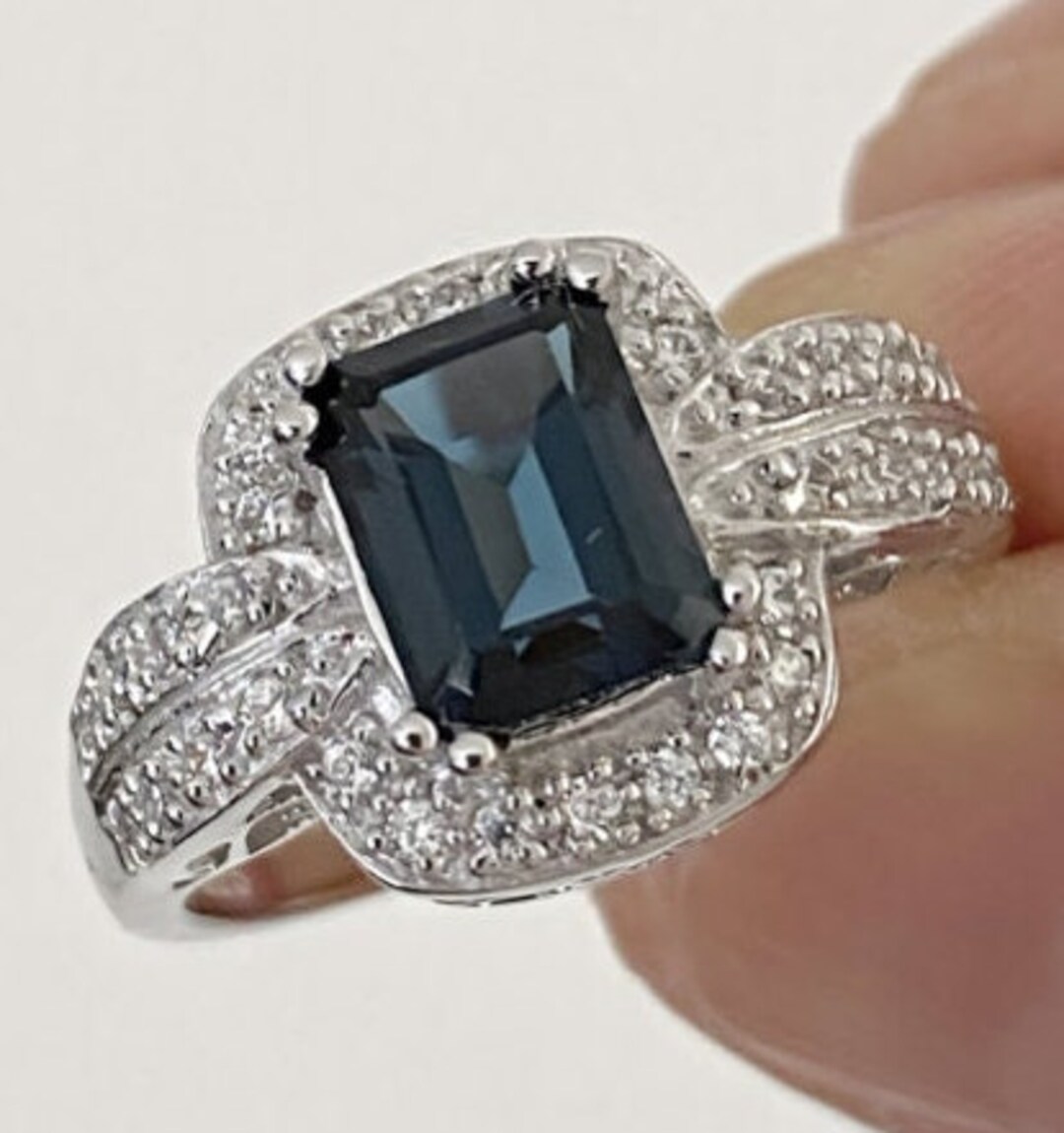 2 Ct Genuine London Blue Topaz Gemstone 925 Sterling Silver Ring Size 7 ...