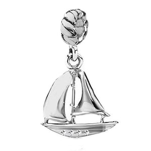 Charm for Pandora 925 Sterling Silver Sailing Dangle with Clear Swarovski Crystal
