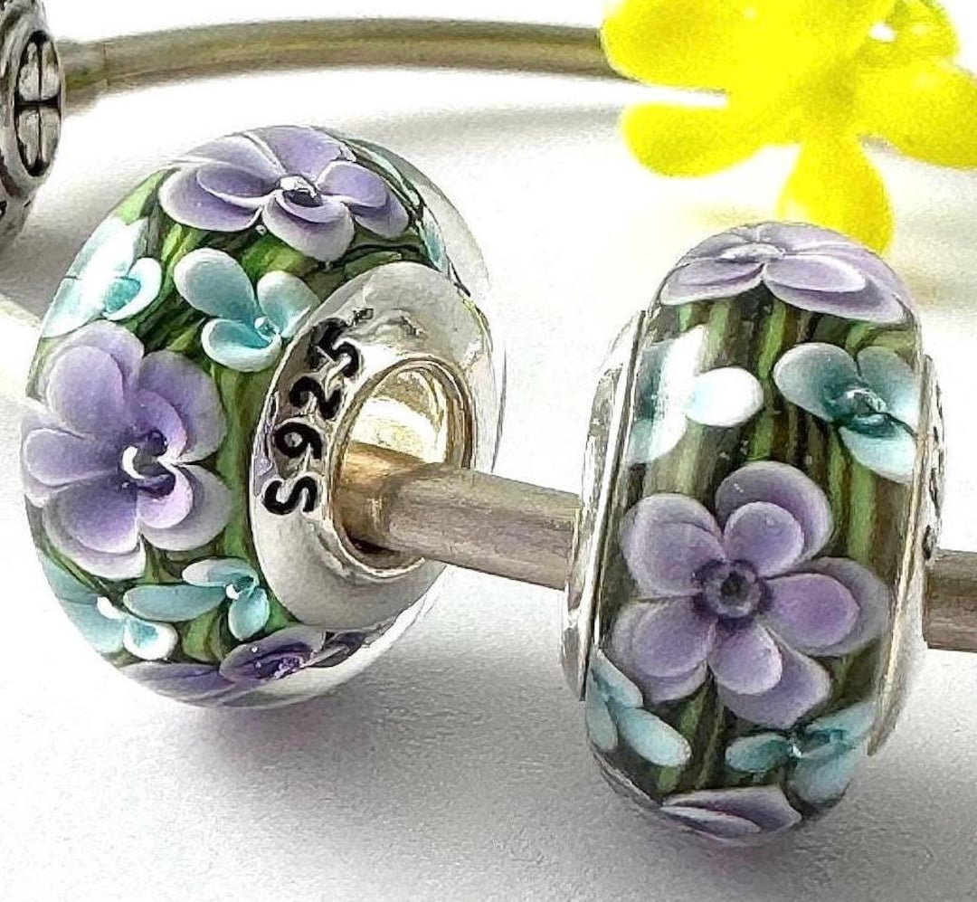 Pandora Purple Glass Pandora Beads Genuine Pandora Purple Flower