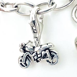 Charm para pulsera Links de moto en plata de ley 925 con cierre de mosquetón