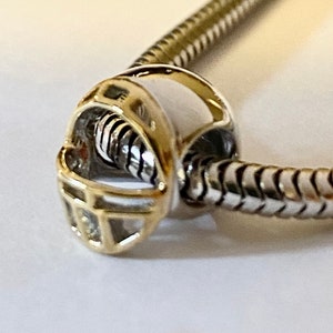 Charm for Pandora , 925 sterling silver gold football helmet charm