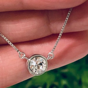 1 Ct Floating necklace  925 sterling silver 17 Inch  Length