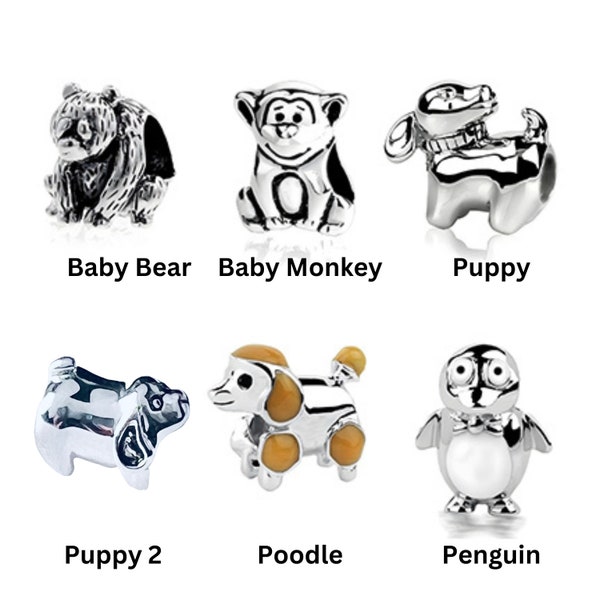 Charm for Pandora 925 sterling silver Baby Bear, Baby Monkey, Puppy, Poodle, Penguin. Pick one you like