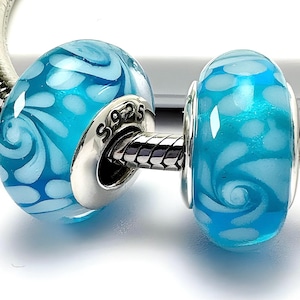 Charms for Pandora Surfing on Ocean Wave Murano 925 sterling silver cores