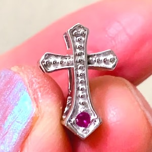 Charm for pandora 925 sterling silver Genuine Ruby Gemstone Cross  charm
