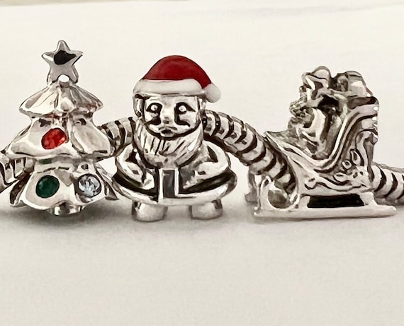 3 Christmas Charms for Pandora 925 Sterling Silver Crystals Xmas