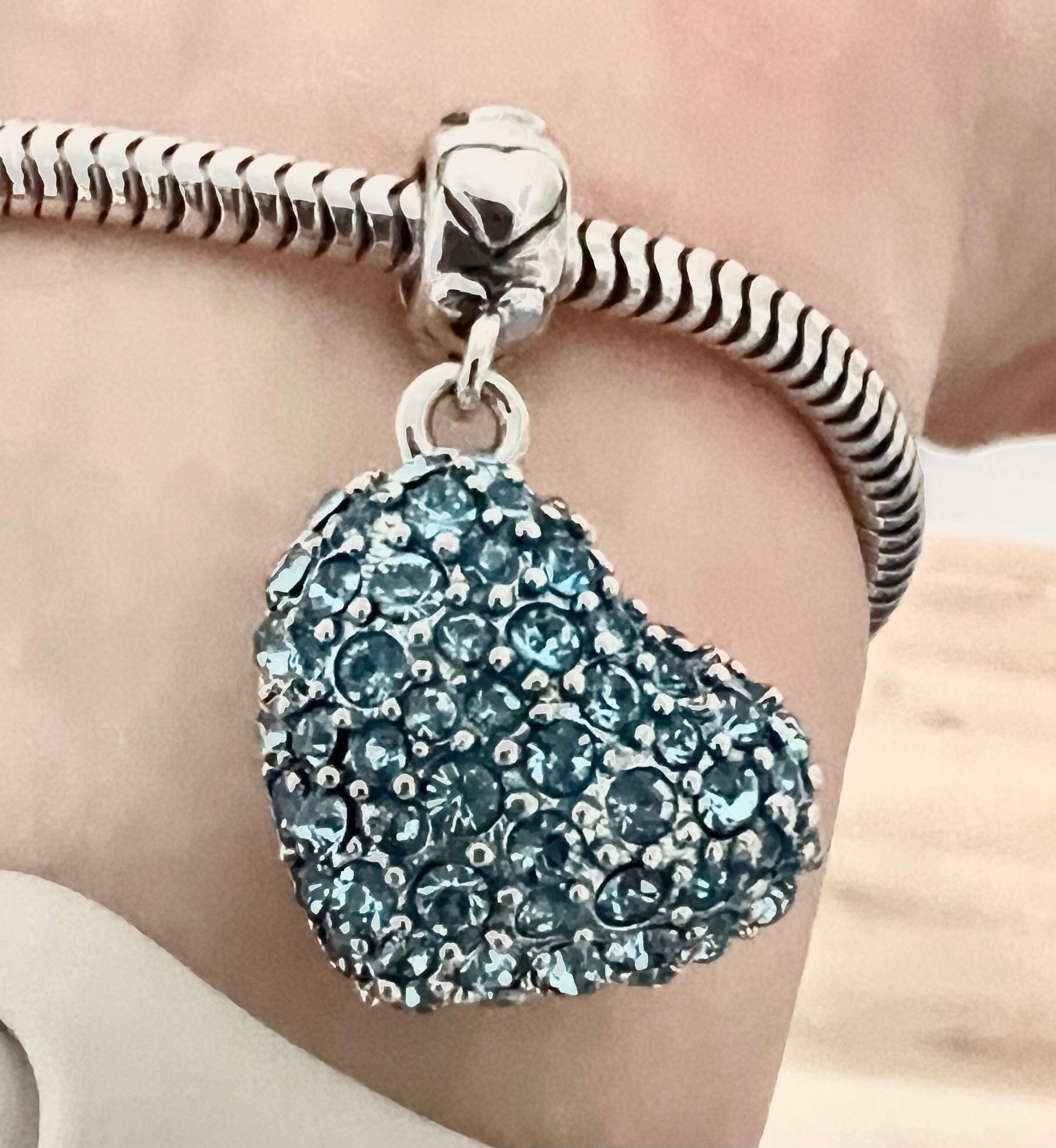Pandora blue crystal charm clearance